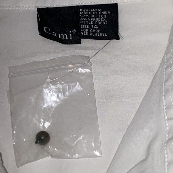 Cami By Newport News White Button Down Blouse Size 14 - Picture 5 of 8